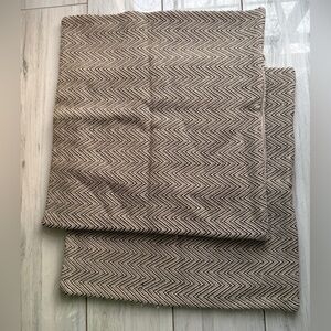 Set of 2 Restoration Hardware Beige  Woven Square Pillow Covers Cotton Wool